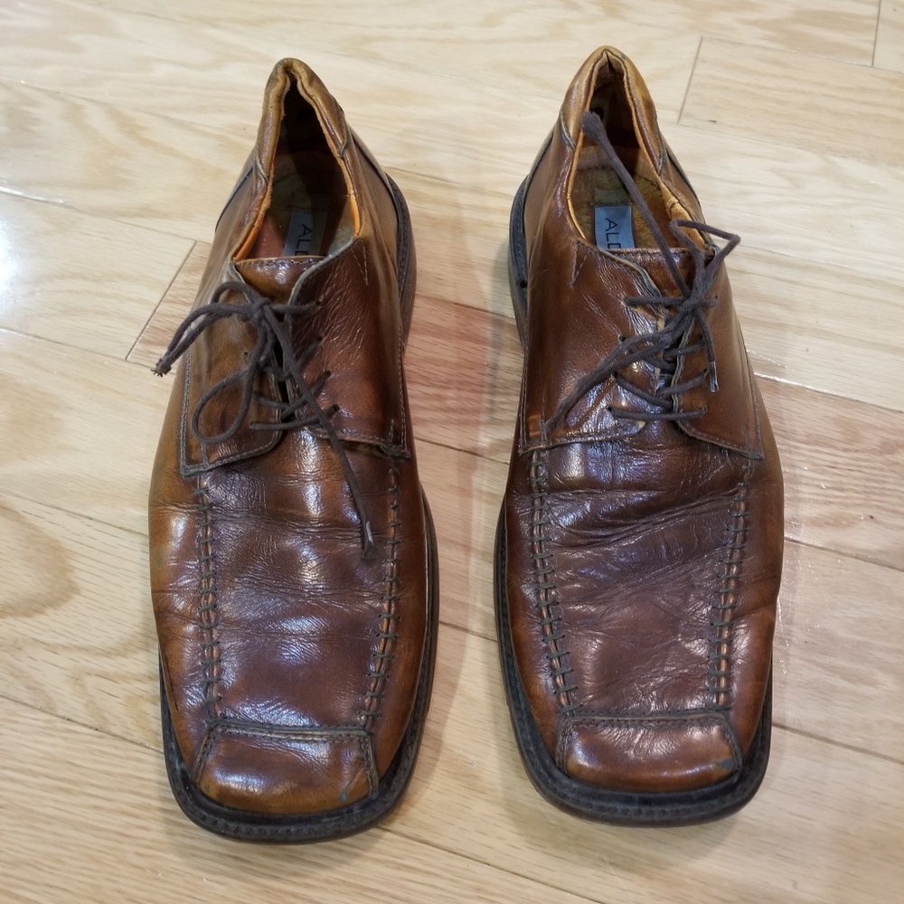 ALDO Italian Brown Leather Lace Up Shoes Sz 10